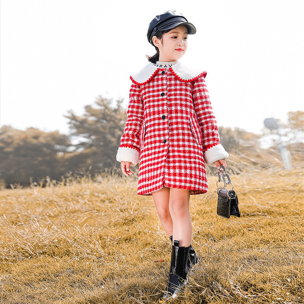 Ruuduline sulekraega lastemantel tüdrukutele