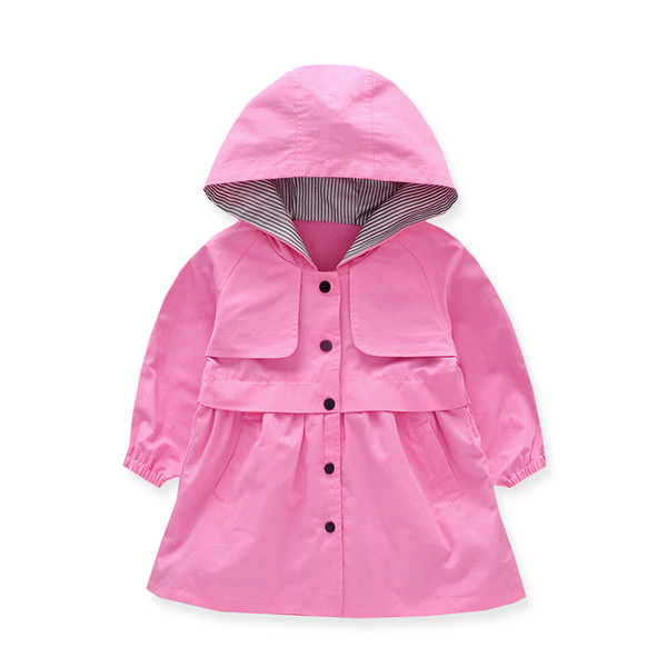 Sügisene laste jope tüdrukutele kapuutsi ja nööpidega