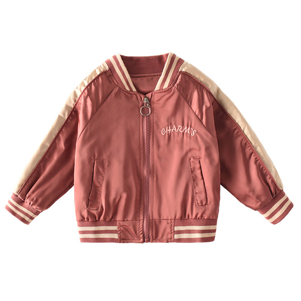 Ovaalse krae ja lukuga vabaaja laste jope tüdrukutele