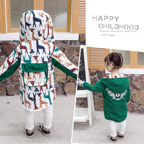 Παιδικό μπουφάν διπλής όψης για κορίτσια με κουκούλα