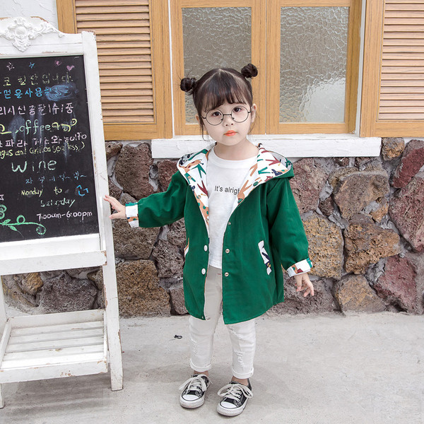 Παιδικό μπουφάν διπλής όψης για κορίτσια με κουκούλα