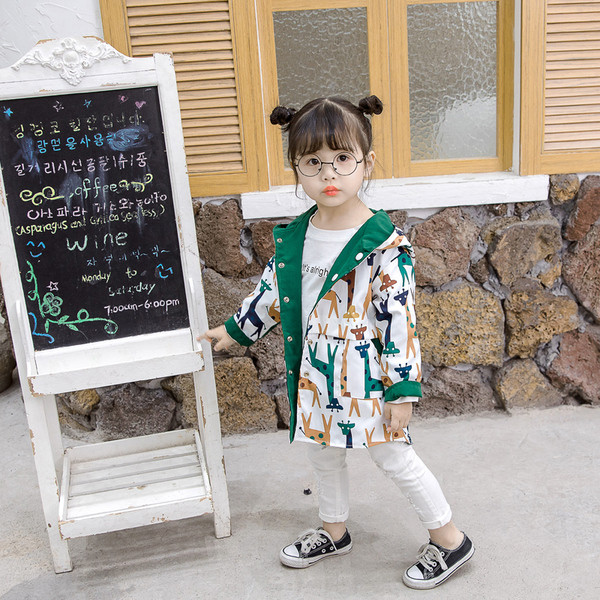 Παιδικό μπουφάν διπλής όψης για κορίτσια με κουκούλα