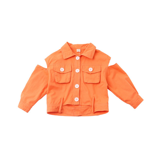 Dječja jesenska jakna za djevojčice na gumbe u narančastoj boji