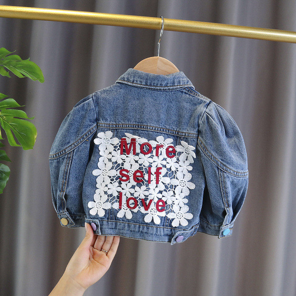 Geaca de blugi copii model nou cu nasturi colorati pentru fete