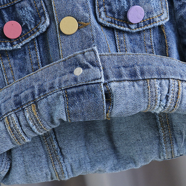 Geaca de blugi copii model nou cu nasturi colorati pentru fete