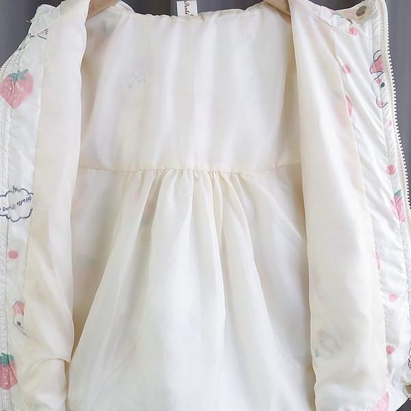 Roosa ja valge kapuutsiga laste jope tüdrukutele