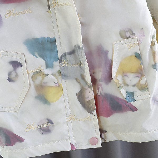 Kapuutsiga ja aplikatsiooniga laste jope - tüdrukutele