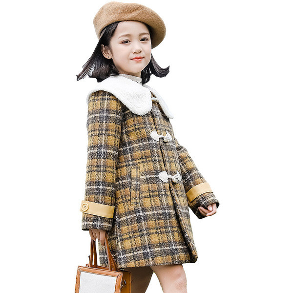 Laste ruuduline mantel sulekrae ja nööpidega