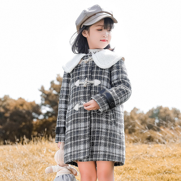 Laste ruuduline mantel sulekrae ja nööpidega