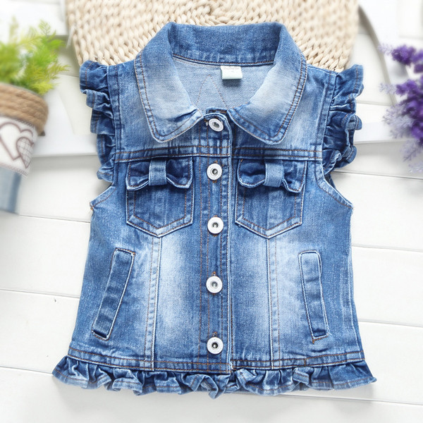 Dječji traper prsluk za djevojčice na gumbe