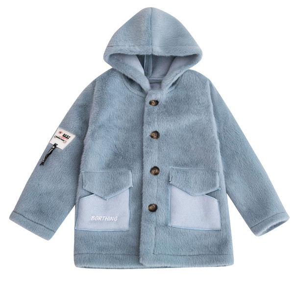 Dječji kaput za dječake s kapuljačom i gumbima