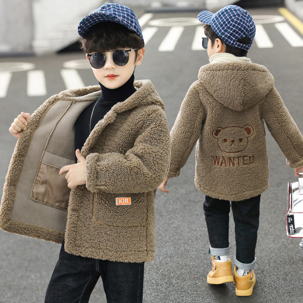 Moderan dječji kaput za dječake s kapuljačom i vezom