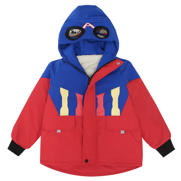 Moodne kapuutsiga ja pehme voodriga laste jope poistele