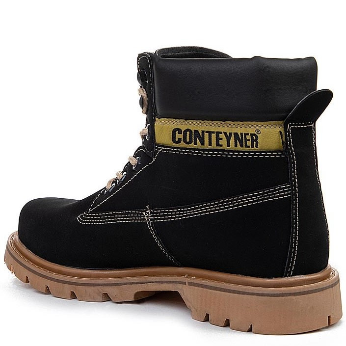 Високи мъжки боти с топъл хастар еко-набук CTR 362 Black