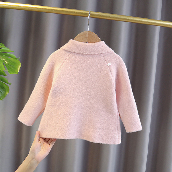 Moodne roosa paelaga lastemantel tüdrukutele