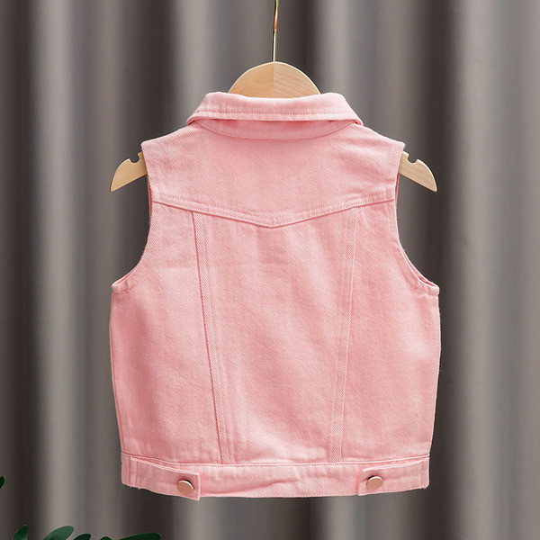 Moderan dječji roza prsluk za djevojčice sa džepovima