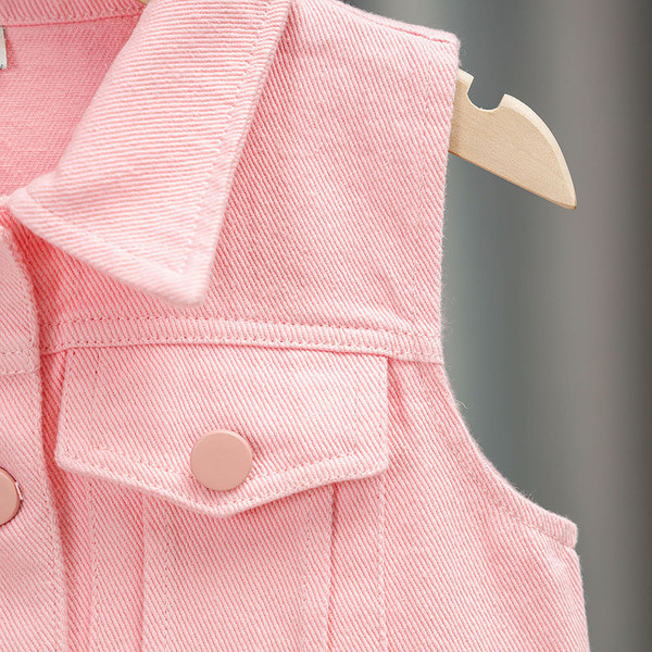 Moderan dječji roza prsluk za djevojčice sa džepovima