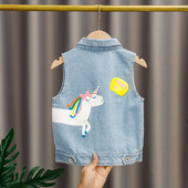 Νέο μοντέλο παιδικό τζιν γιλέκο με απλικέ στη πλάτη