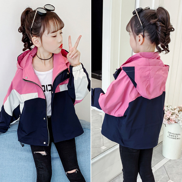 Casual παιδικό μπουφάν με κουκούλα και φερμουάρ για κορίτσια