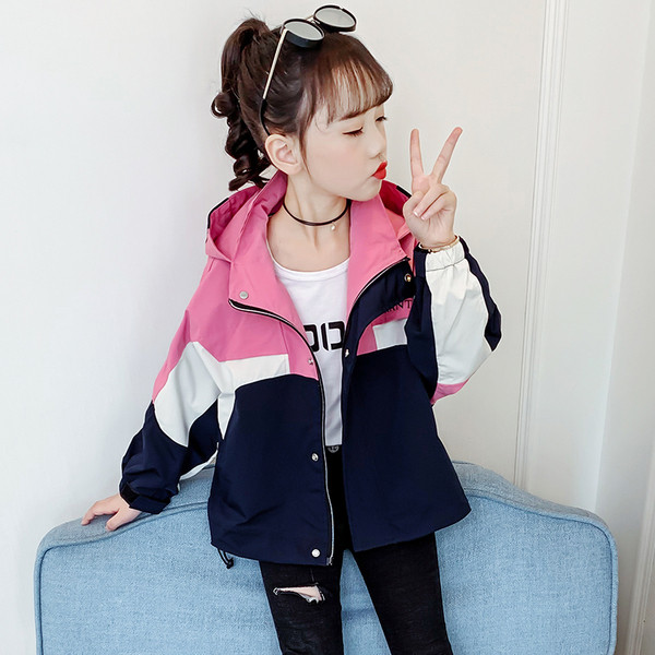 Casual παιδικό μπουφάν με κουκούλα και φερμουάρ για κορίτσια