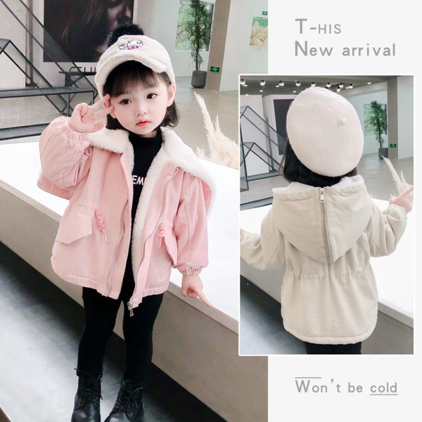 Igapäevane kapuutsi ja lukuga laste jope tüdrukutele