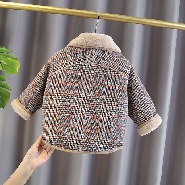 Laste ruuduline jakk ümara kaelusega tüdrukutele