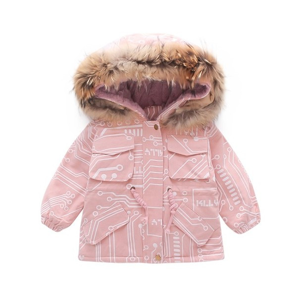 Kolmes värvitoonis kapuutsiga ja udusulgedega laste vabaaja jope