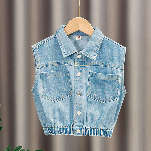 Laste teksavest elastse vöökoha ja taskutega