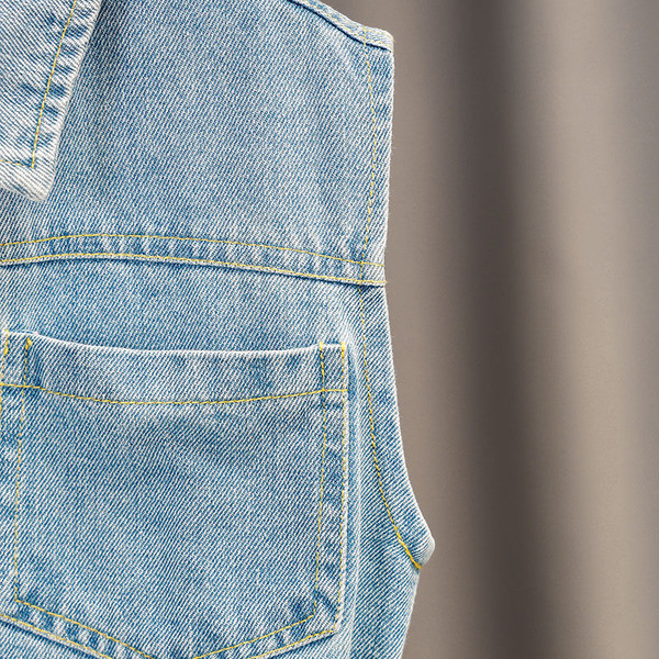 Laste teksavest elastse vöökoha ja taskutega