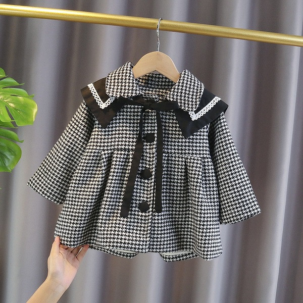 Uut mudelit paelaga laste ruuduline mantel tüdrukutele