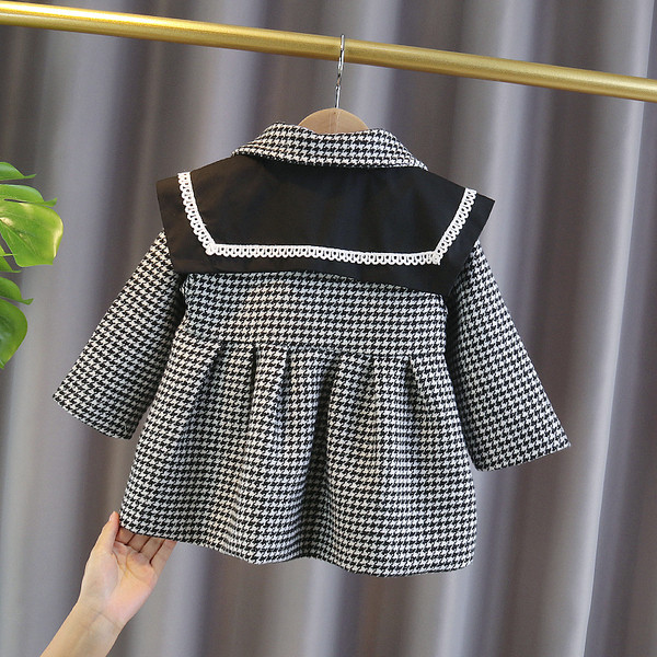 Uut mudelit paelaga laste ruuduline mantel tüdrukutele