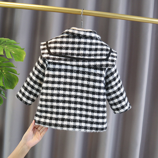 Μοντέρνο παιδικό καρό παλτό για κορίτσια