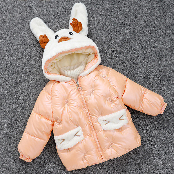 Uus mudel laste sügis-talvine jope kapuutsil 3D-elemendiga