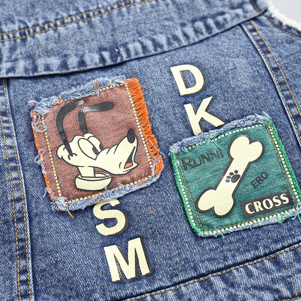 Moderni dječji traper prsluk s mekom postavom i aplikacijom