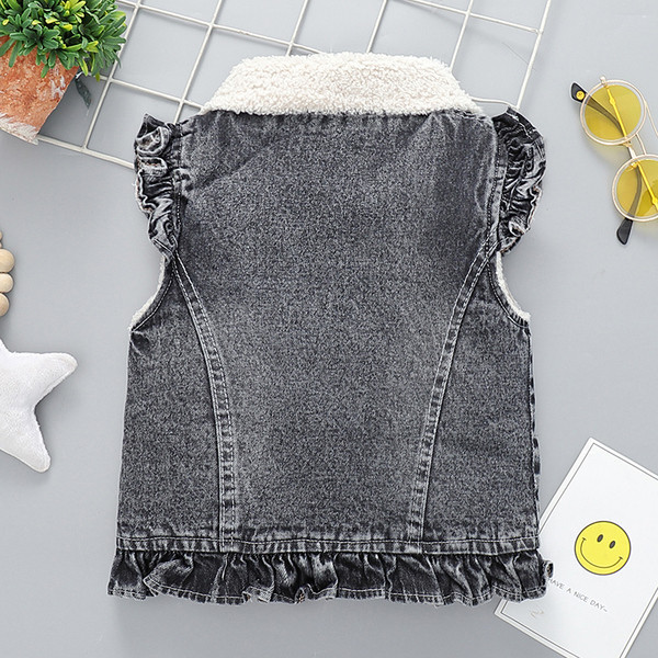 Novi model dječjeg prsluka za djevojčice od teksasa sa mekanom postavom