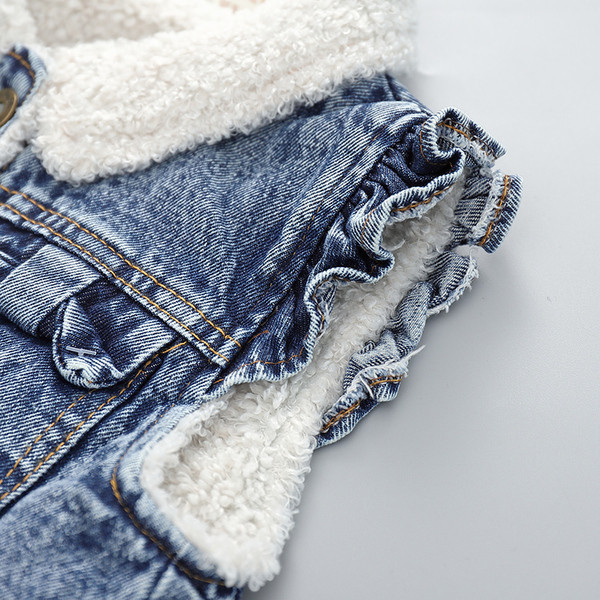 Novi model dječjeg prsluka za djevojčice od teksasa sa mekanom postavom