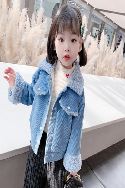 Dječja ležerna jakna od ripisa s gumbima za djevojčice