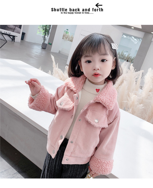 Dječja ležerna jakna od ripisa s gumbima za djevojčice