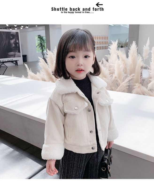 Dječja ležerna jakna od ripisa s gumbima za djevojčice