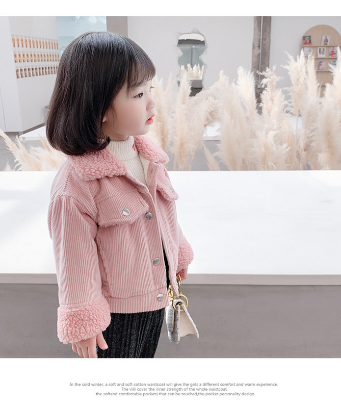 Dječja ležerna jakna od ripisa s gumbima za djevojčice