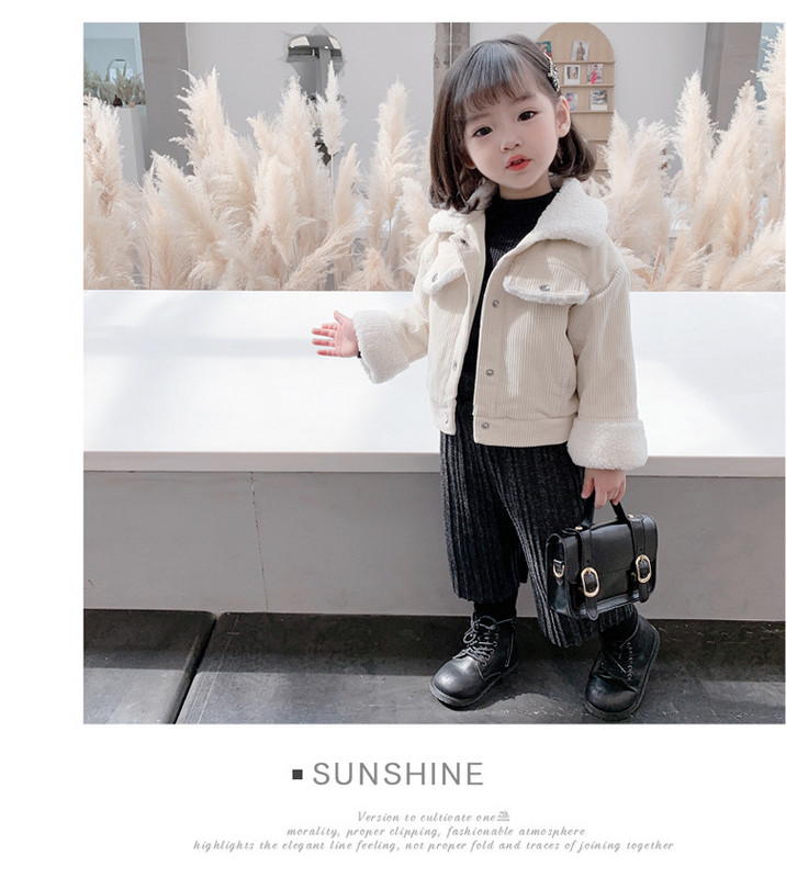 Dječja ležerna jakna od ripisa s gumbima za djevojčice