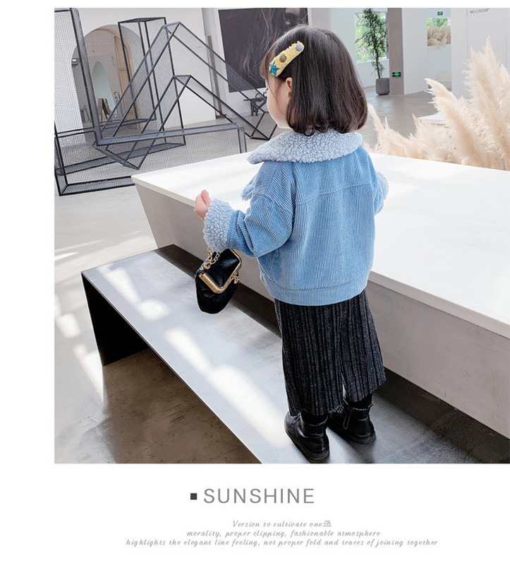 Dječja ležerna jakna od ripisa s gumbima za djevojčice