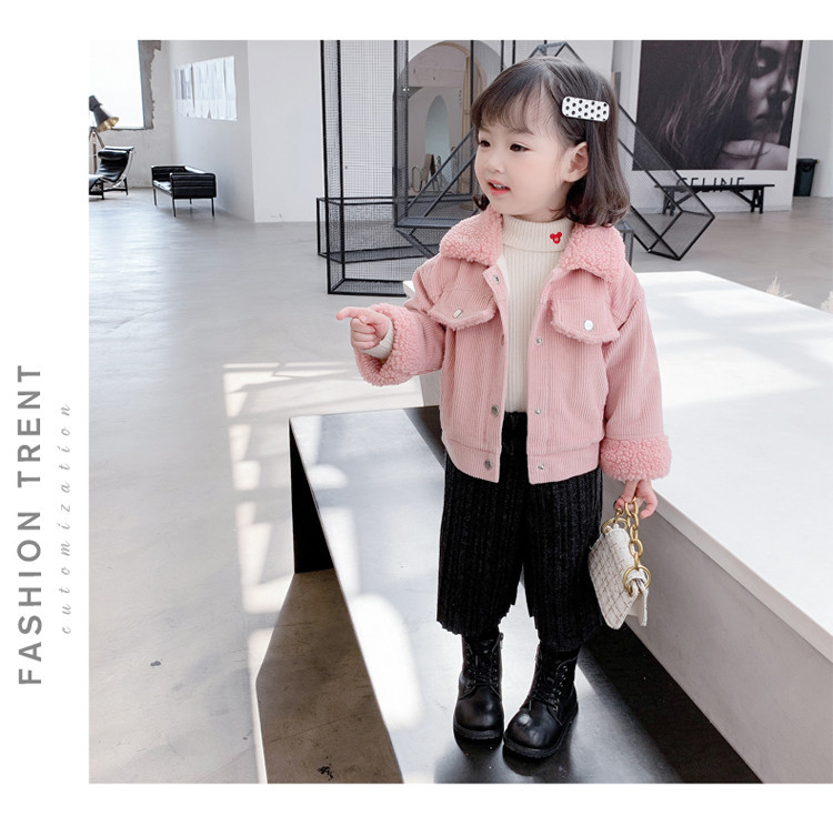 Dječja ležerna jakna od ripisa s gumbima za djevojčice