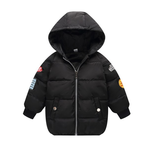 Bērnu rudens jaka ar krāsainu apdruku un kapuci - unisex modelis