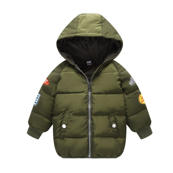 Bērnu rudens jaka ar krāsainu apdruku un kapuci - unisex modelis