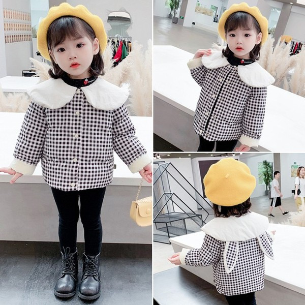 Μοντέρνο παιδικό μπουφάν με κουμπιά και τρισδιάστατα στοιχεία για κορίτσια