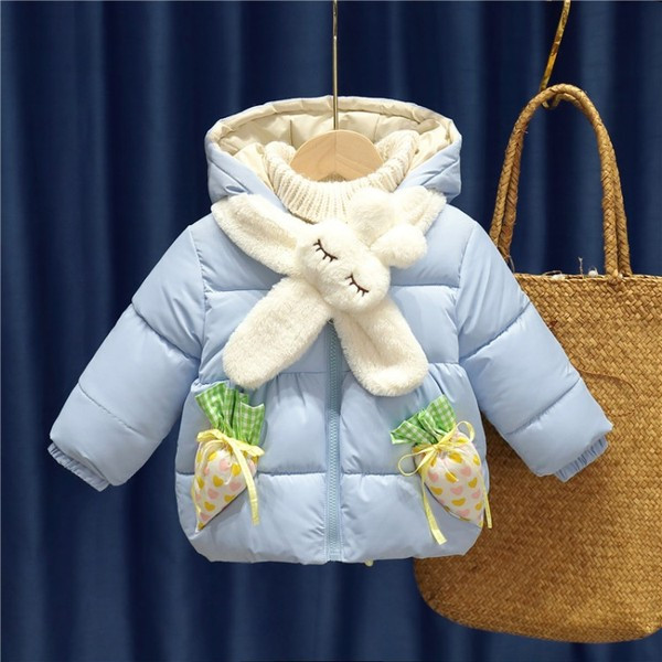 Moderna dječja flis jakna s kapuljačom i šalom za djevojčice