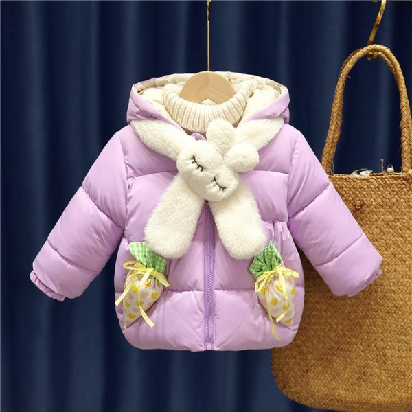 Moderna dječja flis jakna s kapuljačom i šalom za djevojčice