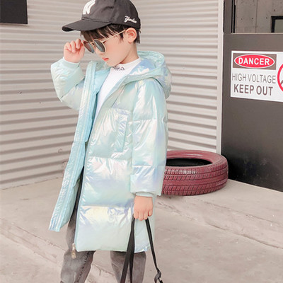 Μακρύ παιδικό χειμερινό μπουφάν με φερμουάρ για κορίτσια και αγόρια