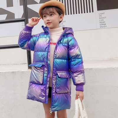 Μακρύ παιδικό χειμερινό μπουφάν με φερμουάρ για κορίτσια και αγόρια